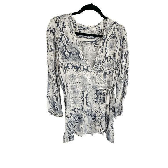 Brand New Blue Island Beach Python Print Faux Wrap dress Size XS - Picture 3 of 11